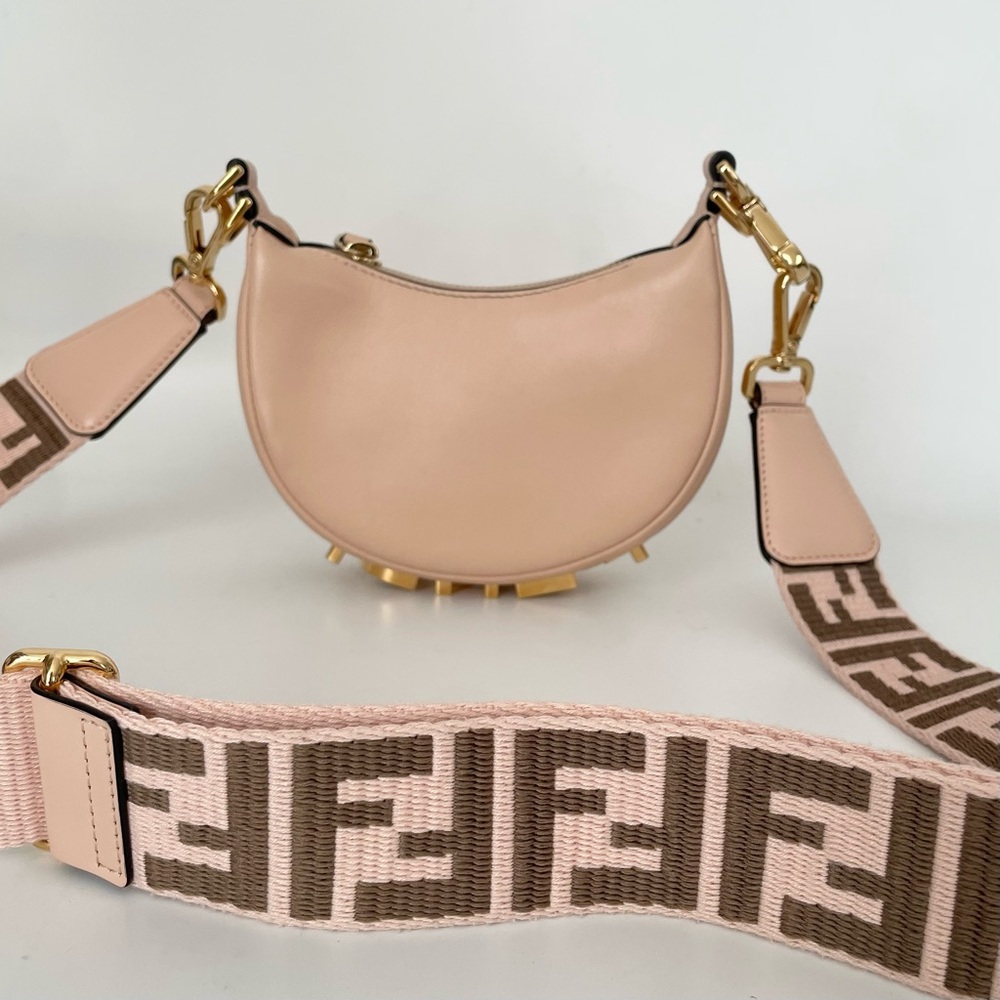 Authentic Fendi Nano Fendigraphy and Matching Zucca Wide Strap Crossbody